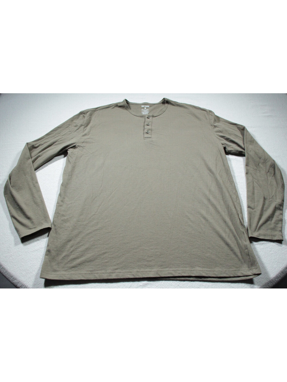 True Classic Henley T-Shirt XL Men's Shirt Long Sleeve Military Green